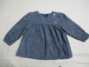 BF965【baby Gap・ギャップ】長袖　カットソー　女児　濃青　90