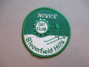 80s ブルームフィールドヒルズNOVICE SKI CLUB Bloomfield Hillsワッペン/USA刺繍スキー場リゾートSKIパッチ旅行アップリケpatches V178