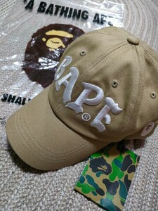 新品 未使用 A BATHING APE アベイシングエイプ BAPE 刺繍 コットンツイルキャップ ベージュ キャップ 帽子