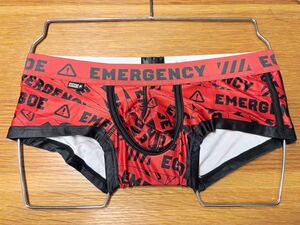 【B品】EGDE ローライズボクサー　Emergency　Sサイズ　レッド　新品　強光沢感　ツルツル生地