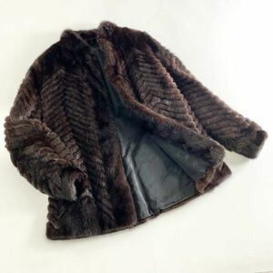 ◯ 51d24 【本毛皮】ダークミンク ミンクコート 毛皮コート 13号 ダークブラウン ミンクファー MINK FUR レディース ジャケット