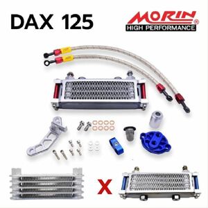 DAX125 オイルクーラー キット ST125 JB04 MORIN モーリン ダックス125 Oil Cooler 簡単取付 熱ダレ軽減 コアシルバー x ピラーブルー