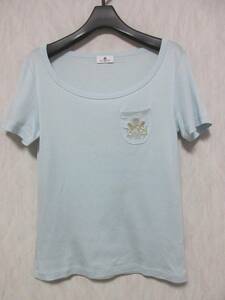 オールドイングランド OLD ENGLAND 半袖 カットソー Tシャツ 水色 36 irmri yg3586