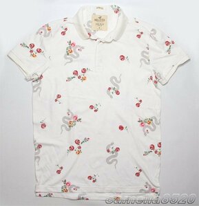 ホリスター HOLLISTER 半袖ポロシャツ Patterned Shrunken Collar オフホワイト サイズ L 新品 展示品