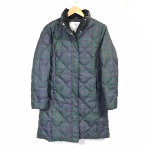 h931dL Eddie Bauer エディーバウアー サイズXSP ダウンコート ジャンパー チェック柄 グリーン×パープル レディース キルティング 防寒