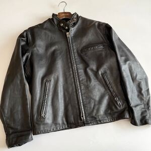 【美品/希少40サイズ(L-XL相当)】Schott ショット 人気モデル〈641〉黒 立襟 シングルライダース レザージャケット USA製 ボアライナー付き