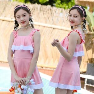 mineka夏セール キッズ水着 訳有品 スイミング ワンピース スクール 女の子 水着 泳ぐ 海遊び ピンク 可愛い 海水浴 130cm 222628/7T