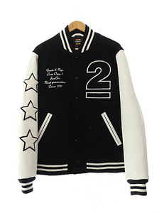 アンダーカバー UNDERCOVER ×HUMAN MADE ヒューマンメイド 22AW LAST ORGY 2 VARSITY JACKET 袖レザー バーシティ ジャケット スタジャン