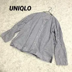 【UNIQLO/ユニクロ】スプライトブラウス　シャツ　ボーダー　Ｖネック　ボタン