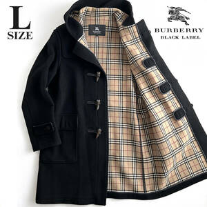 【極美品 Lサイズ】バーバリーブラックレーベル ダッフルコート ノバチェック ブラック BURBERRY BLACK LABEL