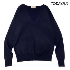 TODAYFUL トゥデイフル★ヘンリーネックニット 長袖 ネイビー 紺