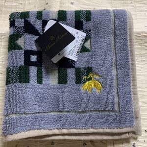 ブルックスブラザーズ タオルハンカチ 刺繍 ブルーグレー系 未使用D