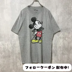 古着 used　Disney　ディズニー　半袖プリントデザインTシャツ　グレー　ミッキーマウス　レトロ　オーバーサイズ