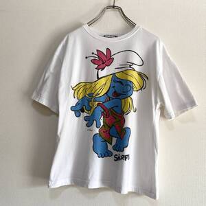 アメリカ古着　ZARA SMURFS　コラボ　スマーフ　半袖　Tシャツ　ビッグプリント　クルーネック　Sサイズ　【I662】