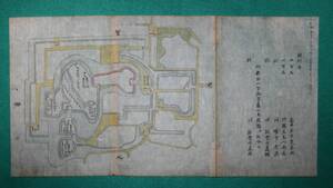 絵図 （城郭図） 福島県 磐城國 平城 古地図 江戸時代 歴史資料 インテリア ディスプレイ いわき市 （レターパックライト発送）