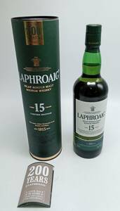 RR44○＜未開栓＞LAPHROAIG ラフロイグ 15年 200周年記念ボトル ウイスキー 700ml 43% 箱 冊子付き 洋酒 古酒