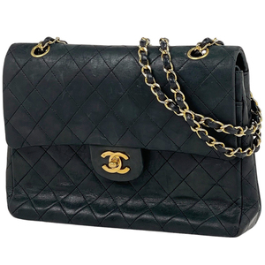 シャネル CHANEL マトラッセ Wフラップ チェーン ショルダーバッグ ココマーク レザー ブラック A01112 レディース 【中古】