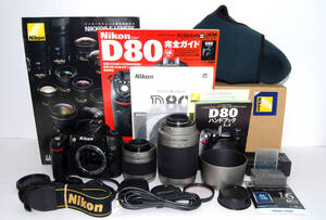 ◆初心者入門＆付属品多数 Nikon ニコン D80 純正＆超望遠Ｗズームレンズセット