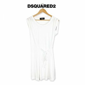 ★激レア★ Dsquared2 ディースクエアード アシンメトリー ノースリーブ ドレス ワンピース ホワイト XXSサイズ S72CV0203 イタリア製