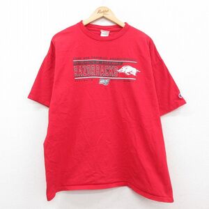 XL/古着 チャンピオン champion 半袖 ビンテージ Tシャツ メンズ 00s アーカンソー大学 レイザーバックス フットボール 大き