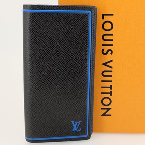 【美品】LOUIS VUITTON ルイヴィトン ポルトフォイユ・ブラザ 長財布（小銭入れあり） タイガ ノワール/ブルー M63300
