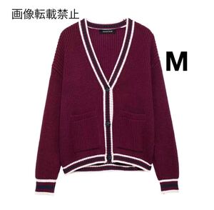 vintage ヴィンテージ レトロ ニット カーディガン トップス Mサイズ レディース★ZARA 好きな方に★2024 A/W 冬新作 新品未使用★