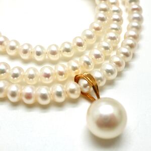 1円〜!!▼K18 アコヤ本真珠/本真珠ネックレス▼N 約10.0g 約39cm pearl パール jewelry necklace DB0/DB0 S499