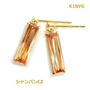 【送料無料】K18YGシャンパンCZブラピアス■542564-020