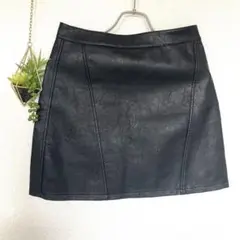 ザラベーシック ZARA BASIC ミニ 台形スカート【S】フェイクレザー