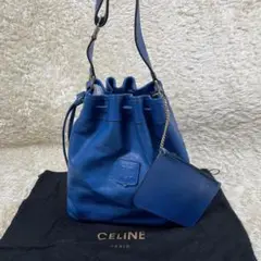 希少　CELINE オールドセリーヌ　オールレザー　マカダムロゴ　巾着ショルダー