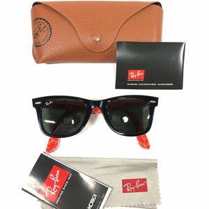 【レイバン】本物 Ray-Ban サングラス WAYFARER ウェイファーラー RB 2140-A 黒×赤×白 メンズ レディース イタリア製 ケース付 送料520円