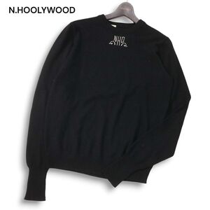 N.HOOLYWOOD ミスターハリウッド 秋冬 カシミヤ100%★ クルーネック ニット セーター Sz.38　メンズ 黒　I4T03510_A#K