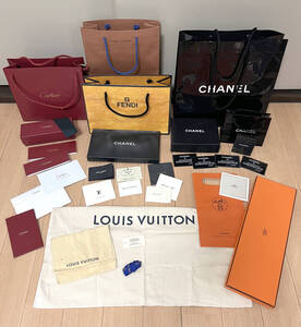 おまとめ ブランド 紙袋 箱 リボン ギャランティーカード ショッパー 他 CHANEL HERMES LOUIS VUITON FENDI Cartier 等