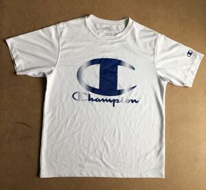 Champion ビッグロゴTシャツ ブルー×ホワイト ロゴTシャツ メッシュ素材 スポーツウェア チャンピオン