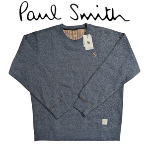 新品 ポールスミス Paul Smith 裏起毛 スウェット М トレーナー マルチストライプ ラウンジウェア ラビット ウサギ ダークネイビー 秋冬