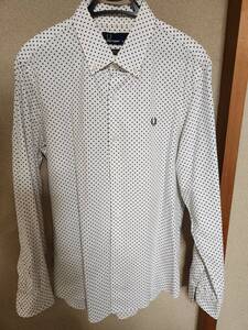 古着 FRED PERRY ポルカ ドットプリントシャツ 白 Sサイズ F4359