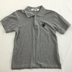 ■COMME des GARCONS PLAY コムデギャルソン ポロシャツ 半袖 日本製 コットン 綿 ハート グレー メンズ サイズM /0.22kg■