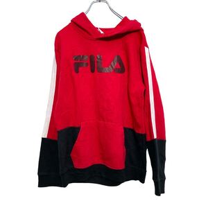 FILA ロゴスウェットパーカー XLサイズ フィラ レディース 赤 レッド 古着卸 アメリカ仕入 a601-5880