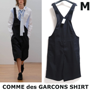 M 新品 コムデギャルソンシャツ サロペット パンツ オーバーオール ネイビー COMME des GARCONS SHIRT ハーフパンツ