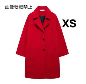 red vintage ヴィンテージ レトロ ロングコート チェスターコート アウター XSサイズ レディース★ZARA 好きな方に★2024 秋新作 新品★