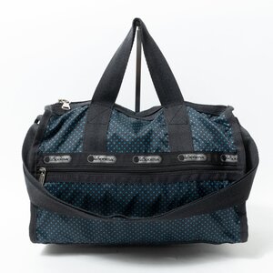 LeSportsac レスポートサック 2way ミニボストンバッグ ハンドバッグ ショルダーバッグ ドット柄 水玉 ブラック 黒 ブルー 合成繊維