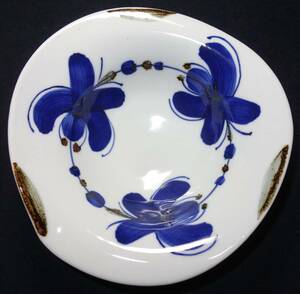 現代茶器アート　高級コバルト+鉄釉窯変　手描き　茶菓子皿　翔芳窯　陶磁器研究