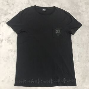 55DSL フィフティファイブディーエスエル 半袖Ｔシャツ ブラック メンズ Mサイズ表記 Ｌサイズ相当 刺繍 ブラック