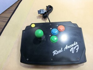 T【エ6-91】【80サイズ】▲セガサターン Real Arcade VF HORI HS-09/アーケードスティック/ジャンク扱い/※傷 汚れ有