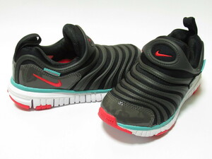 NIKE DYNAMO FREE PS 黒 緑 赤 20cm ナイキ ダイナモ フリー キッズ スリッポン 運動靴 ブラック 343738-029