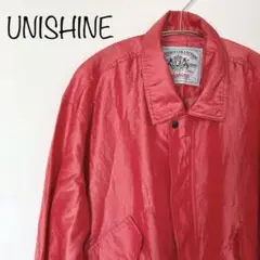 【UNISHINE】ジャケット　薄手　レッド　M　コットン　ポリエステル