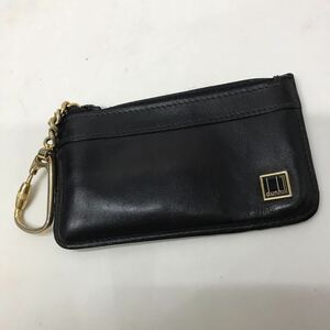 【美品】dunhill 小銭入れ コインケース ブラックカラー レザー ゴールド金具 キーリング付き ダンヒル 革小物　黒