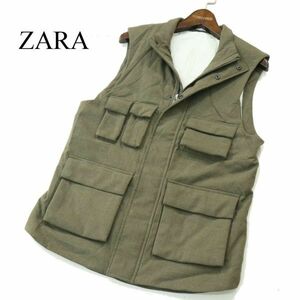 美品★ ZARA ザラ マン 現行タグ 秋冬 フィッシング風 起毛 ベスト Sz.S　メンズ　A3T13376_B#N