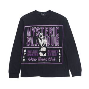 MH2269 ヒステリックグラマー/HYSTERIC GLAMOUR メンズS クルーネック Tシャツ 長袖Tシャツ カットソー ロンT ブラック