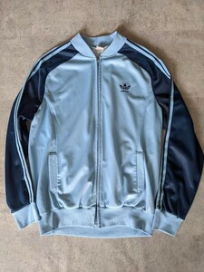 オリジナル フランス製 adidas ヴィンテージ ATP ジャージ トラックジャケット 水色 紺 Ｍ L イギリス 英国 60s 70s 80s ネイビー ブルー青